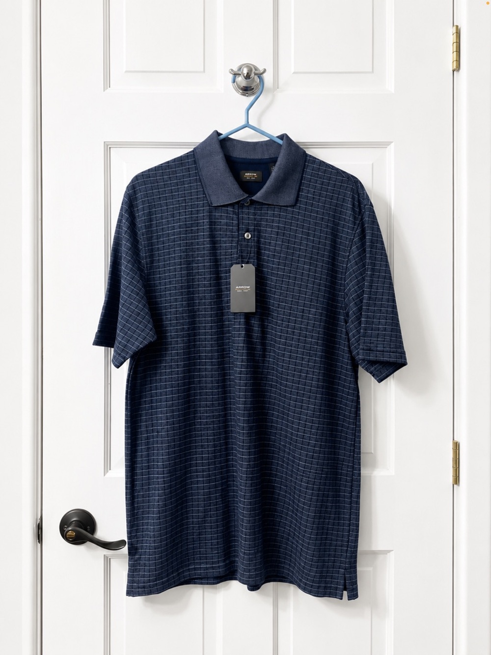 Men's Dark Blue Grid Polo